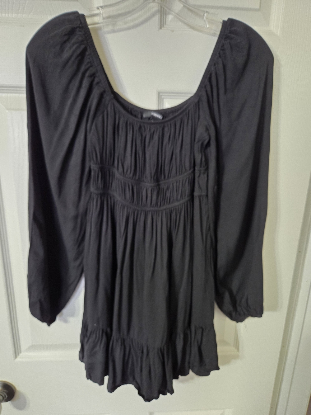 Forever 21 Black Smocked Peasant Blouse